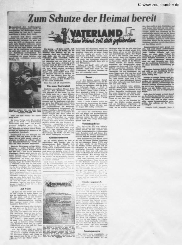 Cronik der Kampfgruppe des VEB Möbelkombinats Möbelkombinates Zeulenroda Zeutrie Zeu Trie Kampfgruppen der Betriebe der DDR