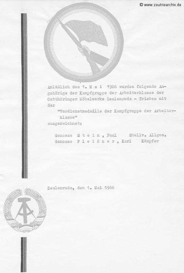Cronik der Kampfgruppe des VEB Möbelkombinats Möbelkombinates Zeulenroda Zeutrie Zeu Trie Kampfgruppen der Betriebe der DDR
