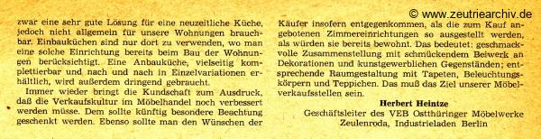 Industrieladen Berlin Zeutrie Möbel Zeulenroda Herbert Heintze DDR Presse Informationen
