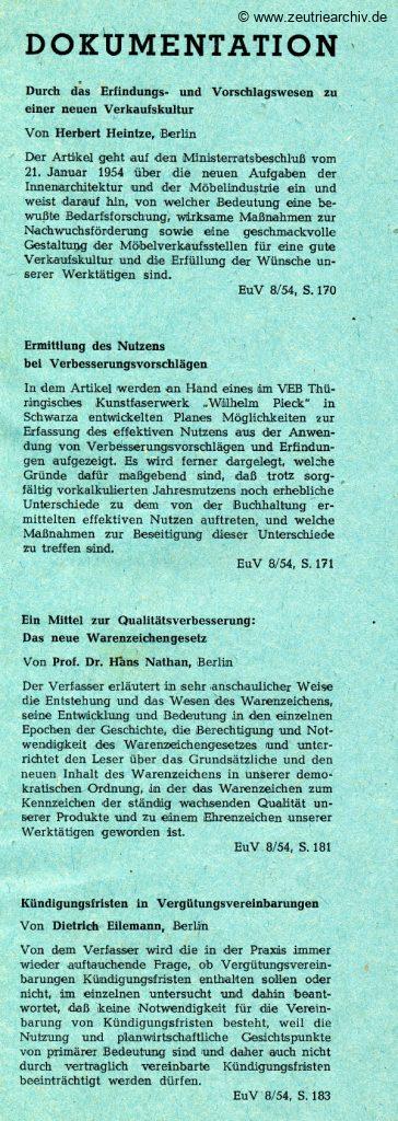 Industrieladen Berlin Zeutrie Möbel Zeulenroda DDR Erfindungs und Vorschlagswesen Herbert Heintze