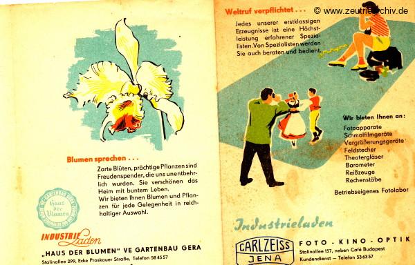 DDR Industrieläden Berlin Zeutrie Möbel Zeulenroda Industrieladen Ostthüringer Möbelwerke Haus der Blumen Gartenbau Gera Carl Zeiss Jena