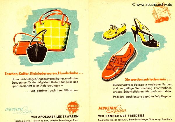 DDR Industrieläden Berlin Zeutrie Möbel Zeulenroda Industrieladen Ostthüringer Möbelwerke VEB Apoldaer Lederwaren VEB Banner des Friedens