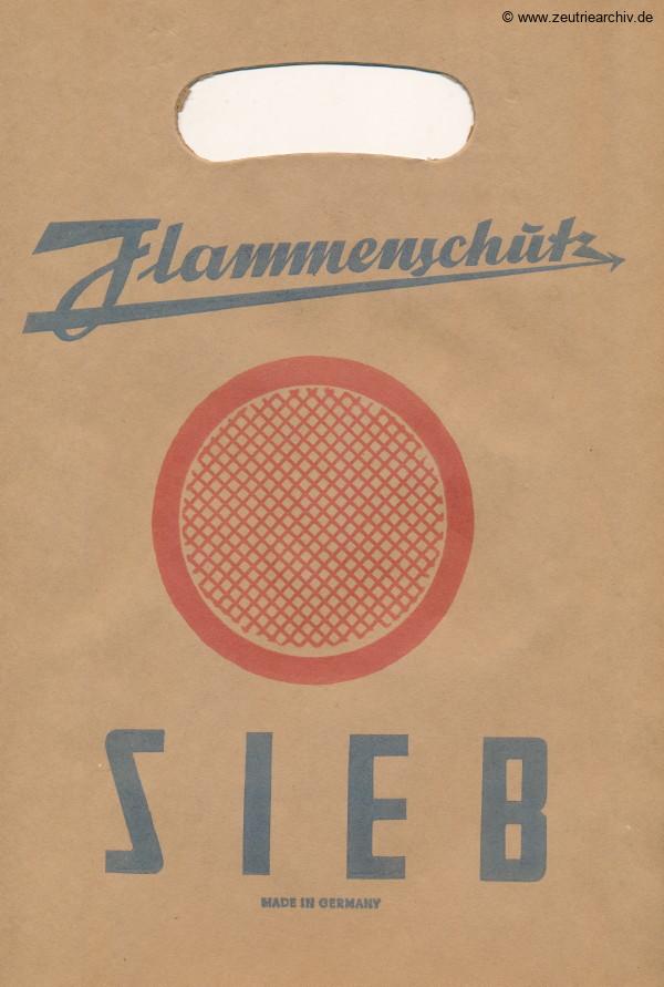 Verpackung Sieb des VEB Metallweberei Neustadt Orla Betriebsteil Zeulenroda Baderschneider Lenzner DDR heute Zeuro Zeutrie Möbel