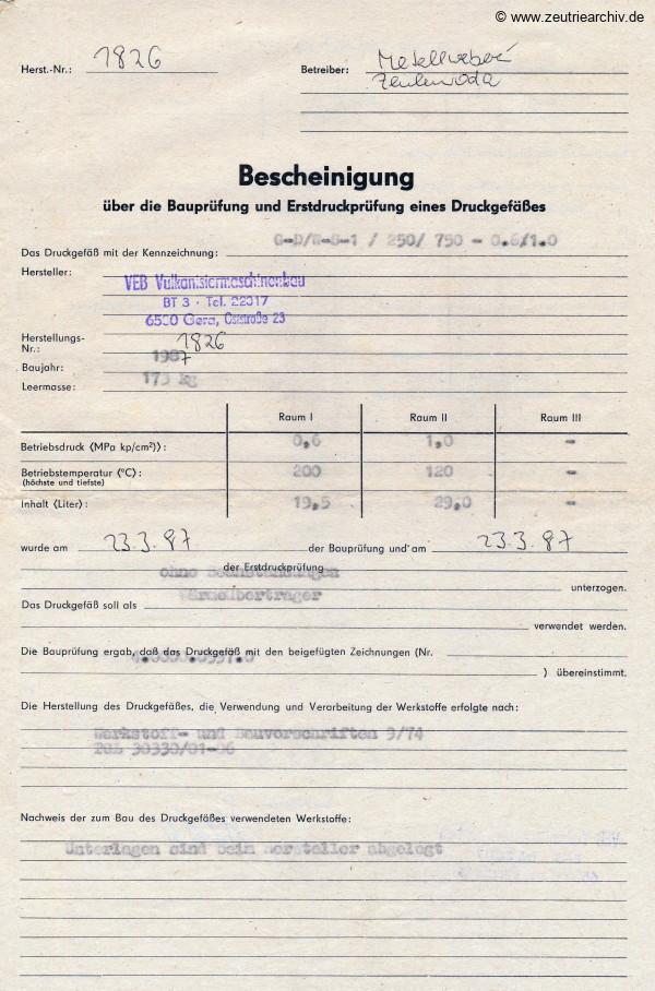 Ordner DWO12 Heizung des VEB Metallweberei Neustadt Orla Betriebsteil Zeulenroda Baderschneider Lenzner DDR heute Zeuro Zeutrie Möbel