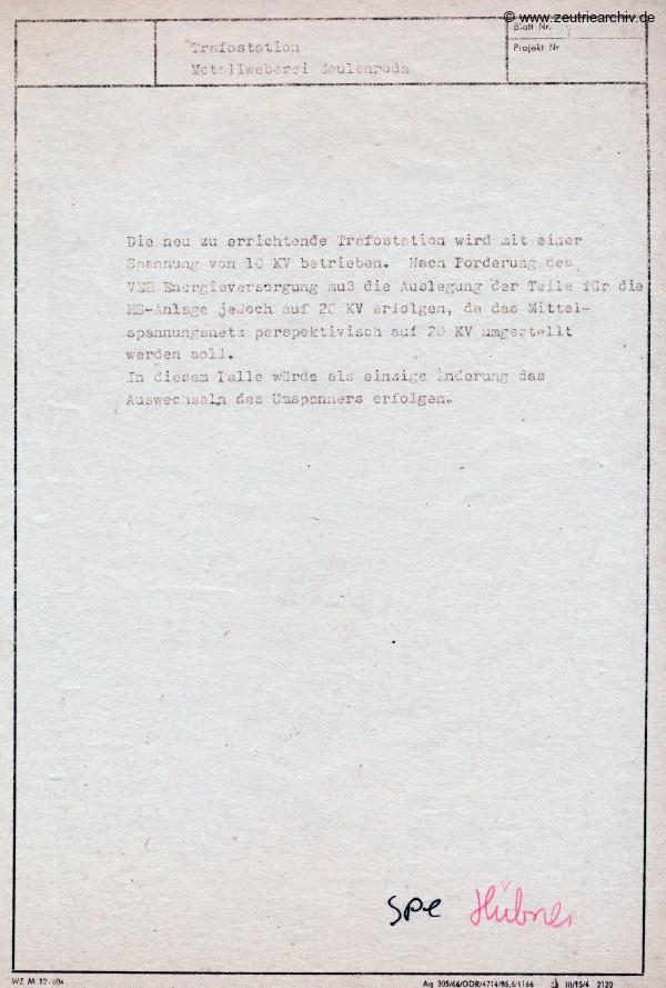 Ordner DWO13 Projekt Trafostation des VEB Metallweberei Neustadt Orla Betriebsteil Zeulenroda Baderschneider Lenzner DDR heute Zeuro Zeutrie Möbel