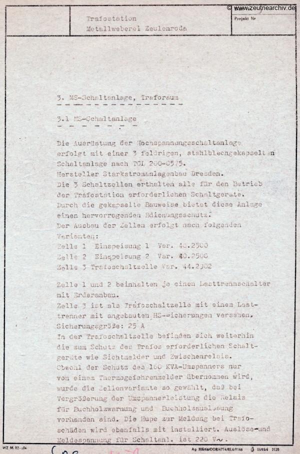 Ordner DWO13 Projekt Trafostation des VEB Metallweberei Neustadt Orla Betriebsteil Zeulenroda Baderschneider Lenzner DDR heute Zeuro Zeutrie Möbel