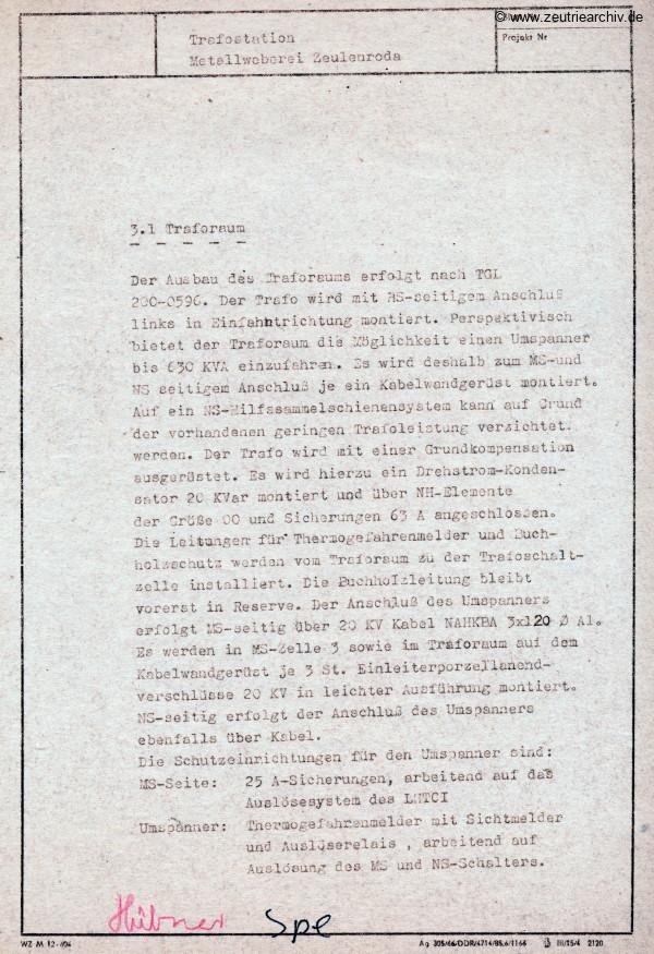 Ordner DWO13 Projekt Trafostation des VEB Metallweberei Neustadt Orla Betriebsteil Zeulenroda Baderschneider Lenzner DDR heute Zeuro Zeutrie Möbel