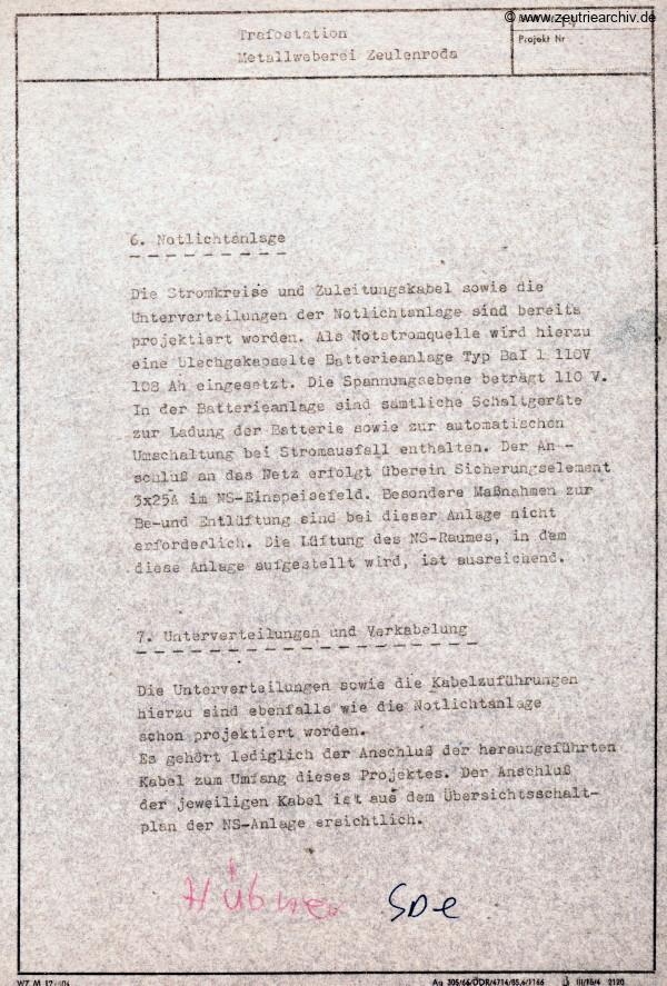 Ordner DWO13 Projekt Trafostation des VEB Metallweberei Neustadt Orla Betriebsteil Zeulenroda Baderschneider Lenzner DDR heute Zeuro Zeutrie Möbel