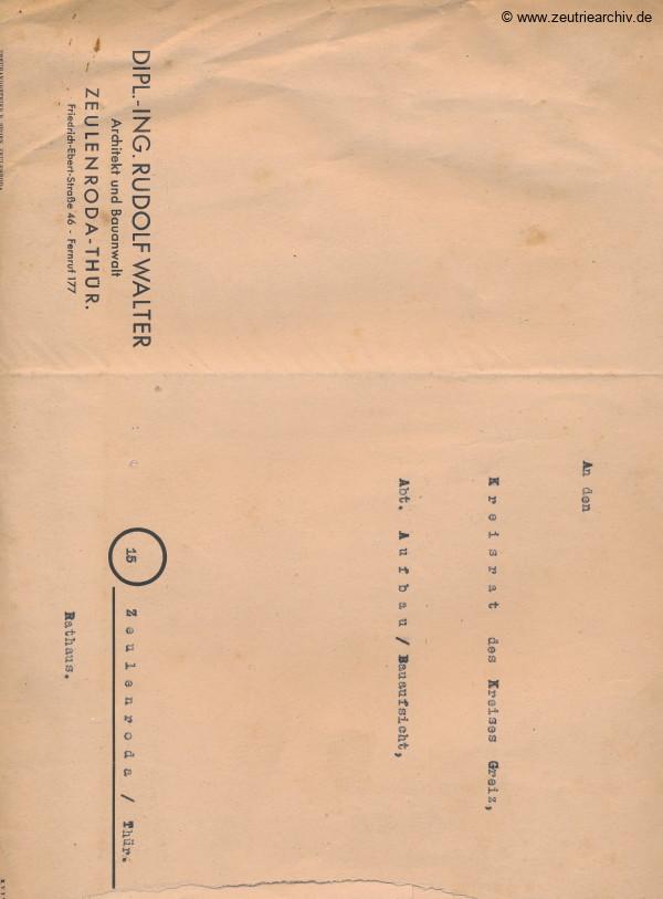 Ordner Briefumschlag Walter des VEB Metallweberei Neustadt Orla Betriebsteil Zeulenroda Baderschneider Lenzner DDR heute Zeuro Zeutrie Möbel