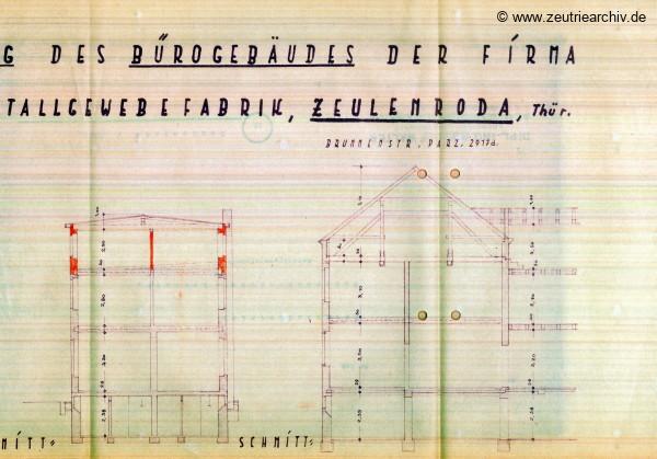Ordner Zeichnungen Baupläne des VEB Metallweberei Neustadt Orla Betriebsteil Zeulenroda Baderschneider Lenzner DDR heute Zeuro Zeutrie Möbel