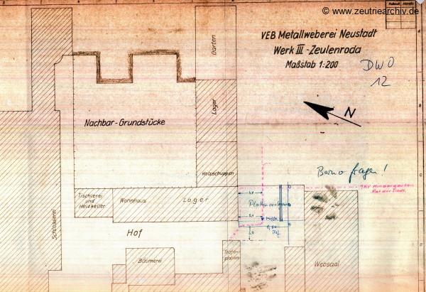 Ordner Zeichnungen Baupläne des VEB Metallweberei Neustadt Orla Betriebsteil Zeulenroda Baderschneider Lenzner DDR heute Zeuro Zeutrie Möbel
